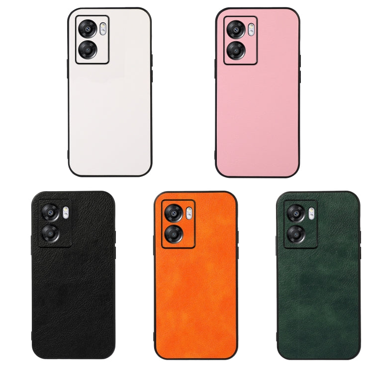For OPPO A57 5G Accurate Hole Two-color Litchi Texture PU Phone Case