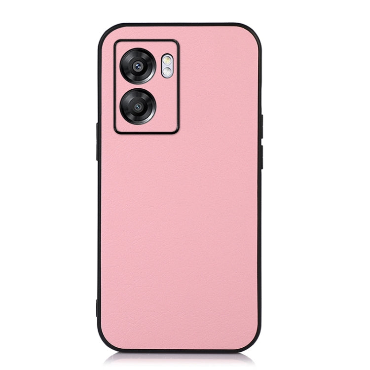 For OPPO A57 5G Accurate Hole Two-color Litchi Texture PU Phone Case