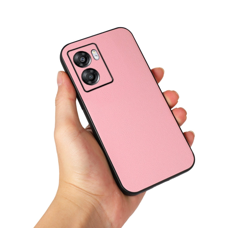 For OPPO A57 5G Accurate Hole Two-color Litchi Texture PU Phone Case