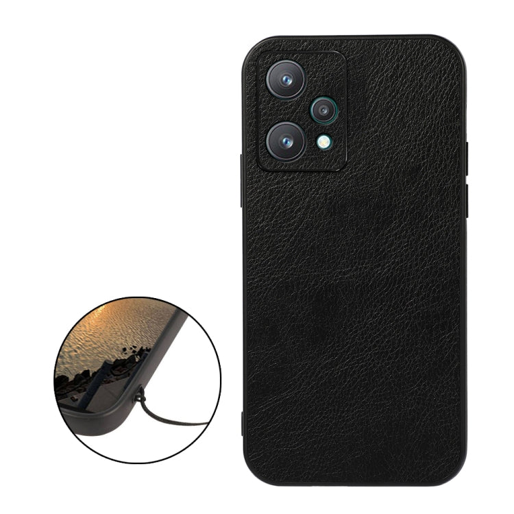 For OPPO Realme 9 Pro Accurate Hole Two-color Litchi Texture PU Phone Case