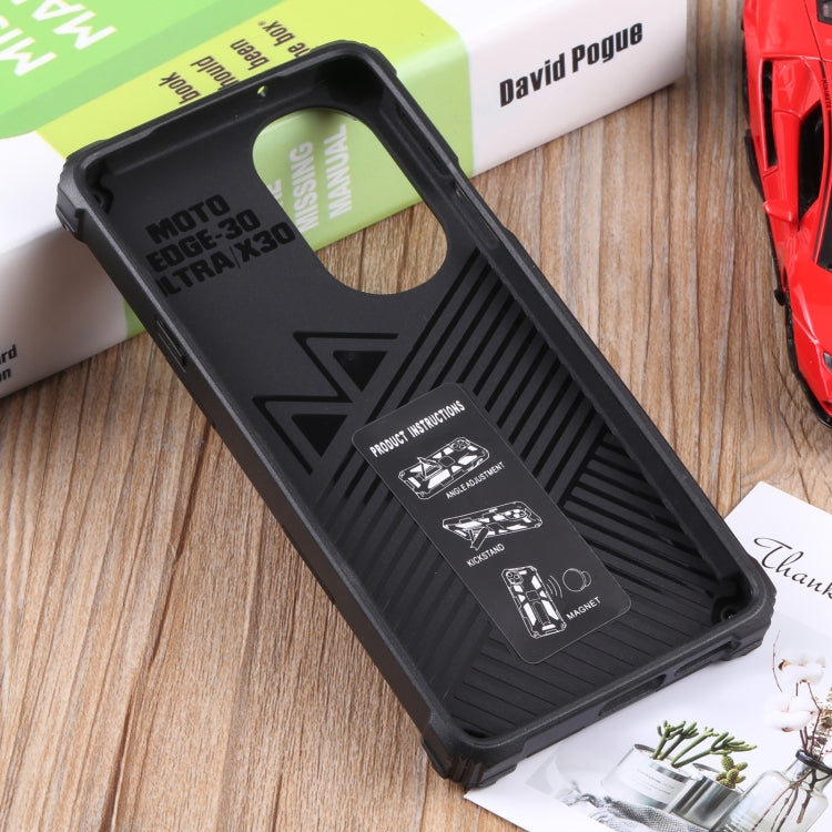 For Motorola Edge 30 Pro Shockproof TPU + PC Magnetic Protective Phone Case with Holder
