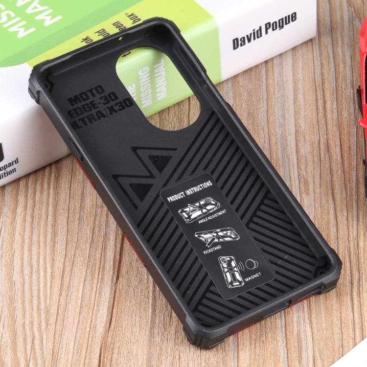 For Motorola Edge 30 Pro Shockproof TPU + PC Magnetic Protective Phone Case with Holder