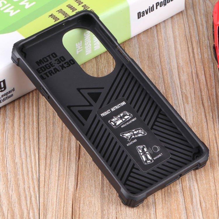 For Motorola Edge 30 Pro Shockproof TPU + PC Magnetic Protective Phone Case with Holder