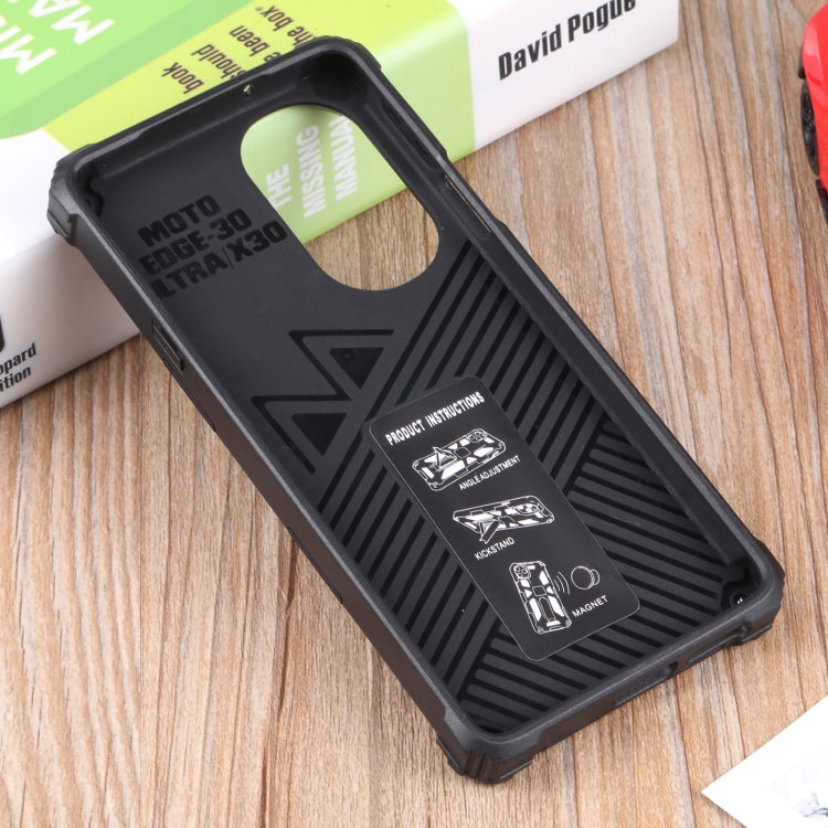 For Motorola Edge 30 Pro Shockproof TPU + PC Magnetic Protective Phone Case with Holder