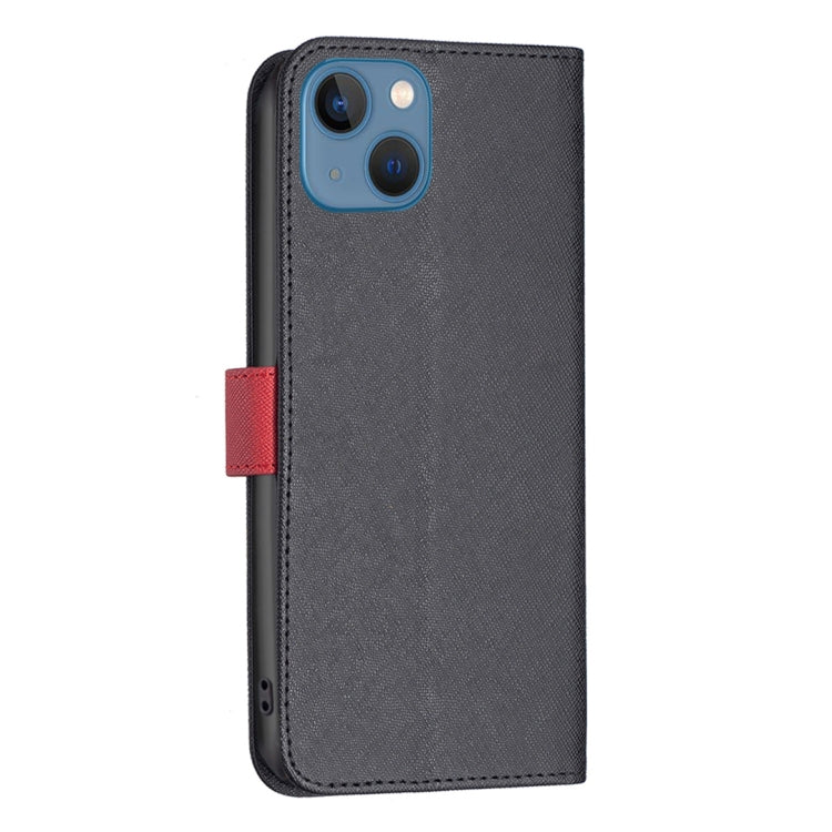 For iPhone 13 mini BF13 Color Matching Cross Texture Leather Phone Case
