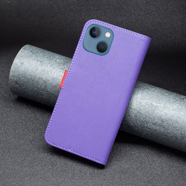 For iPhone 13 BF13 Color Matching Cross Texture Leather Phone Case