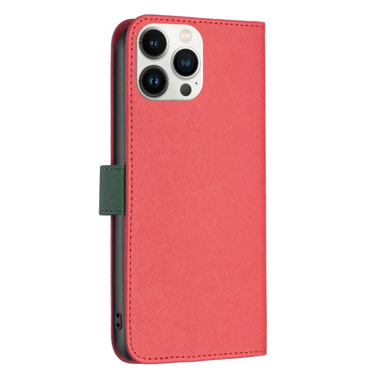 For iPhone 13 Pro Max BF13 Color Matching Cross Texture Leather Phone Case