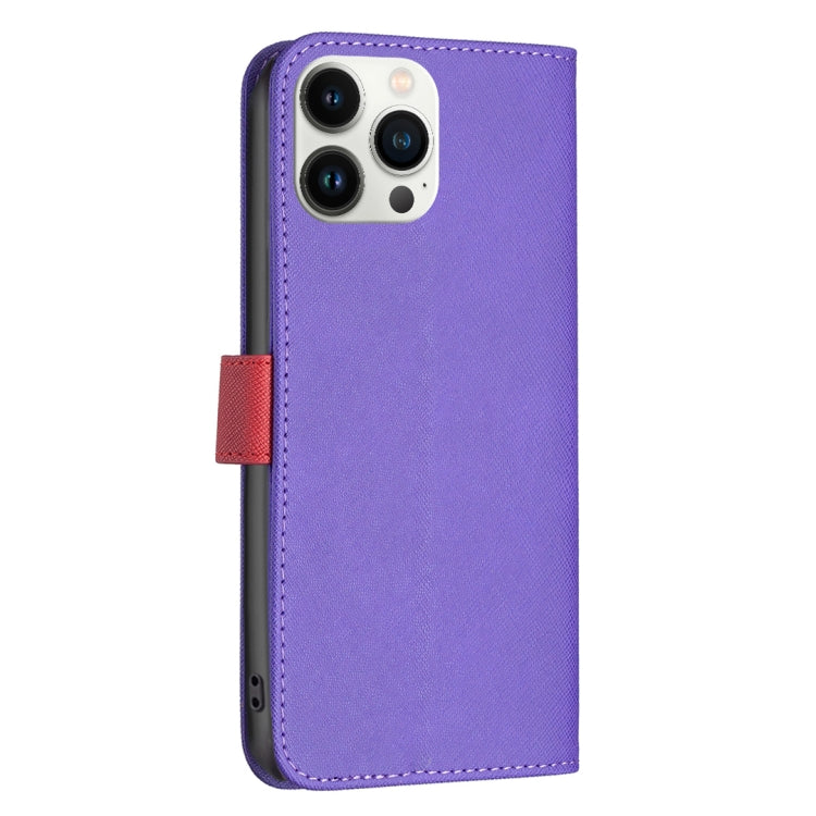 For iPhone 13 Pro Max BF13 Color Matching Cross Texture Leather Phone Case