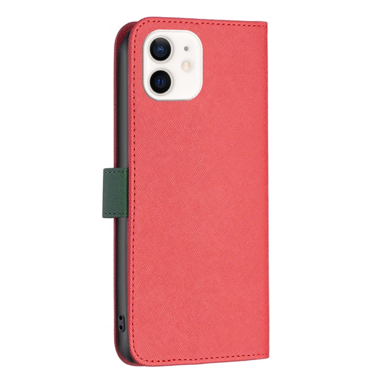 For iPhone 12 mini BF13 Color Matching Cross Texture Leather Phone Case