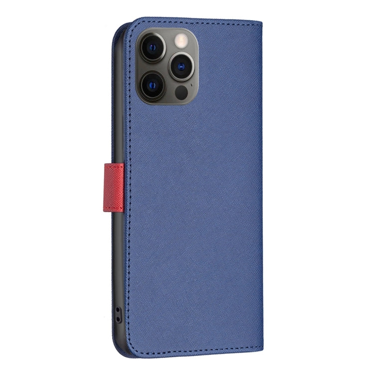 For iPhone 12 / 12 Pro BF13 Color Matching Cross Texture Leather Phone Case