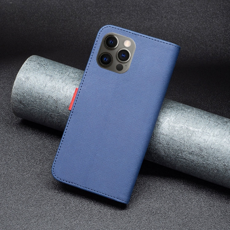 For iPhone 12 / 12 Pro BF13 Color Matching Cross Texture Leather Phone Case