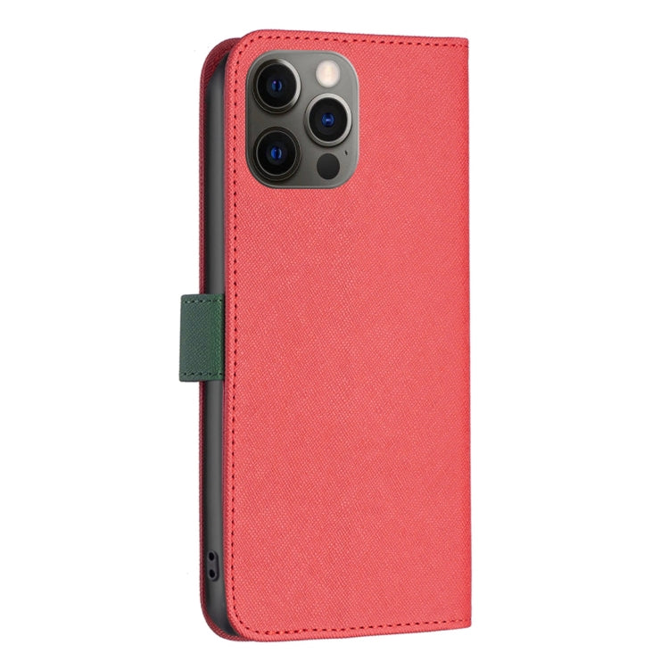 For iPhone 12 / 12 Pro BF13 Color Matching Cross Texture Leather Phone Case