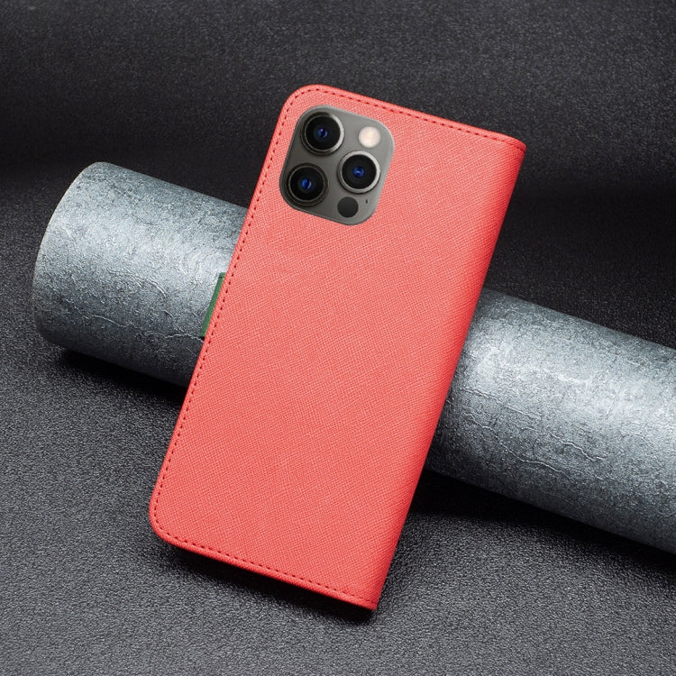 For iPhone 12 / 12 Pro BF13 Color Matching Cross Texture Leather Phone Case