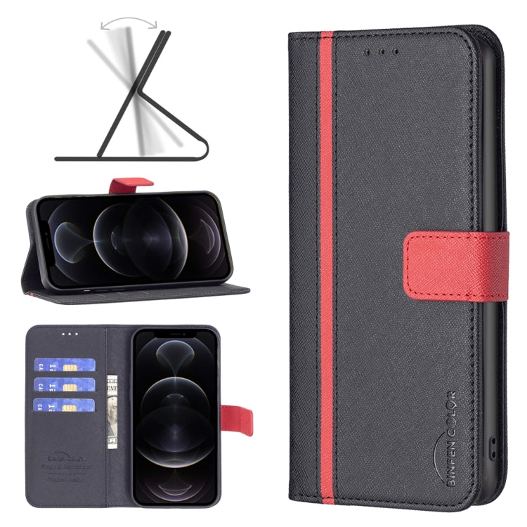 For iPhone 12 / 12 Pro BF13 Color Matching Cross Texture Leather Phone Case