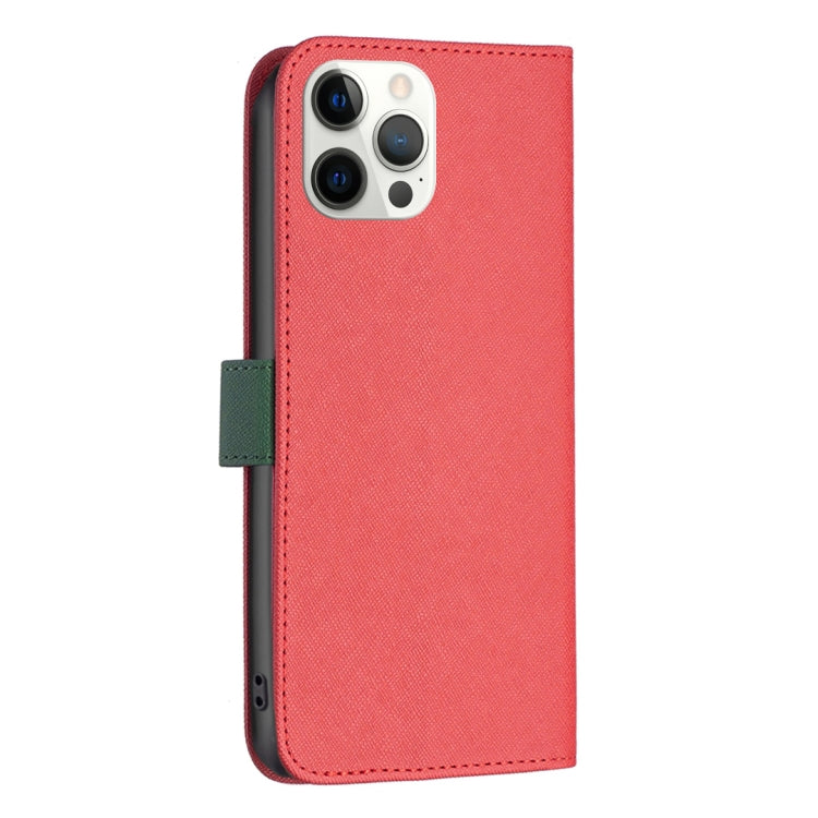 For iPhone 12 Pro Max BF13 Color Matching Cross Texture Leather Phone Case