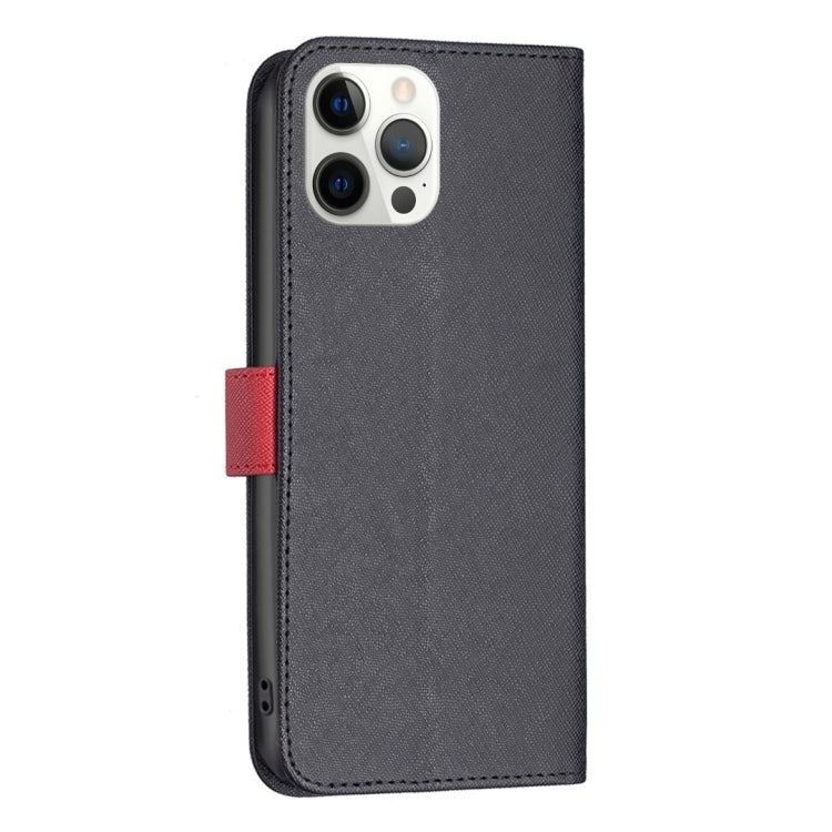 For iPhone 12 Pro Max BF13 Color Matching Cross Texture Leather Phone Case