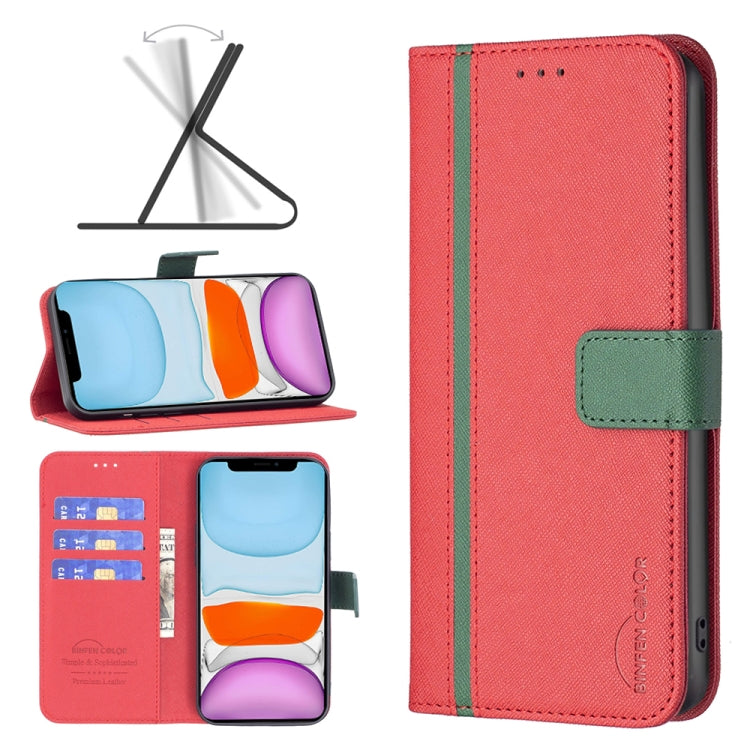 For iPhone 11 BF13 Color Matching Cross Texture Leather Phone Case