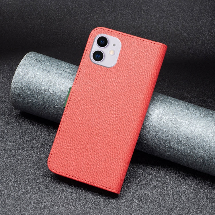 For iPhone 11 BF13 Color Matching Cross Texture Leather Phone Case