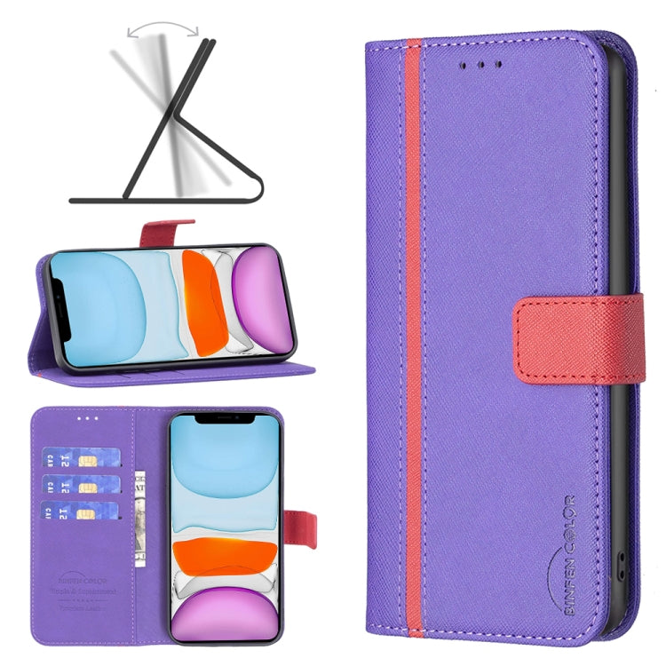 For iPhone 11 BF13 Color Matching Cross Texture Leather Phone Case