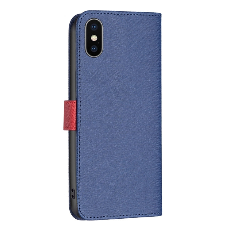 For iPhone X / XS BF13 Color Matching Cross Texture Leather Phone Case