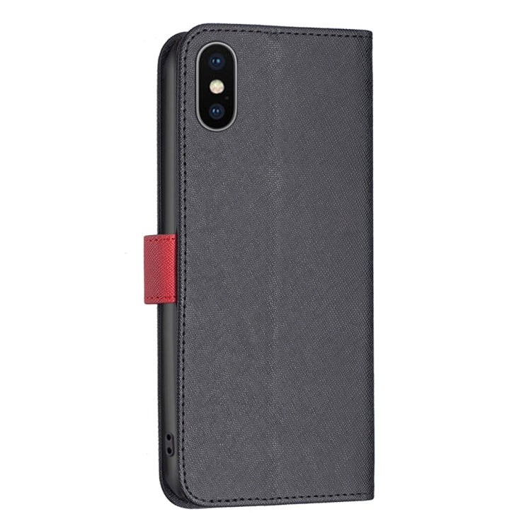 For iPhone X / XS BF13 Color Matching Cross Texture Leather Phone Case