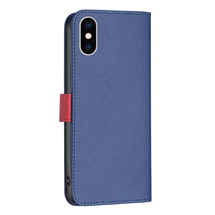 For iPhone XS Max BF13 Color Matching Cross Texture Leather Phone Case