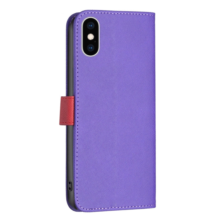 For iPhone XS Max BF13 Color Matching Cross Texture Leather Phone Case