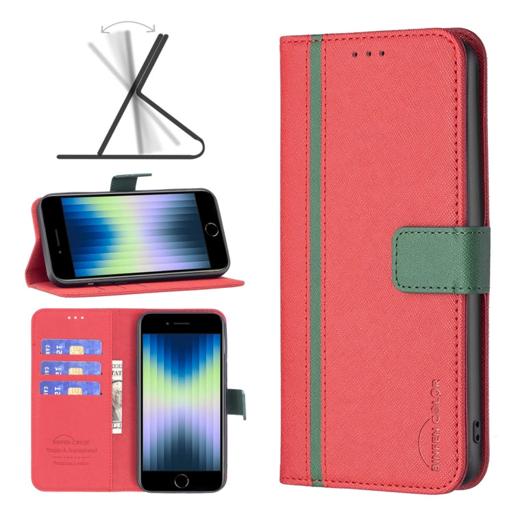 For iPhone SE 2022 / SE 2020 / 8 / 7 BF13 Color Matching Cross Texture Leather Phone Case