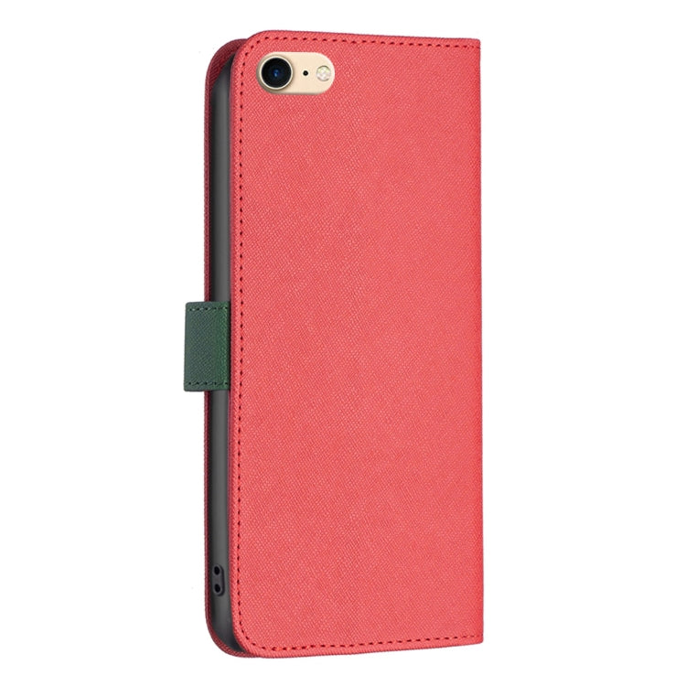 For iPhone SE 2022 / SE 2020 / 8 / 7 BF13 Color Matching Cross Texture Leather Phone Case