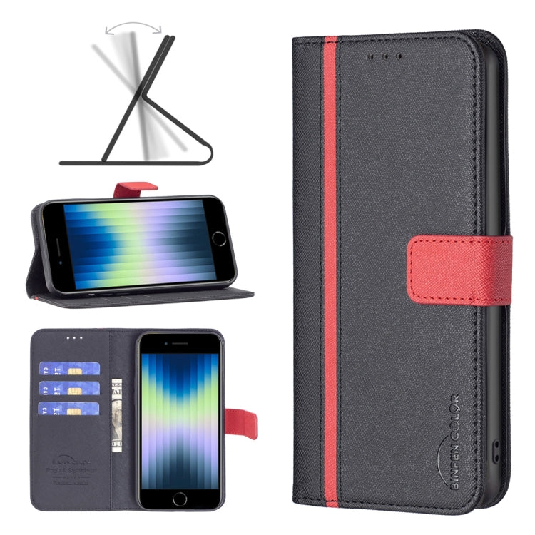 For iPhone SE 2022 / SE 2020 / 8 / 7 BF13 Color Matching Cross Texture Leather Phone Case