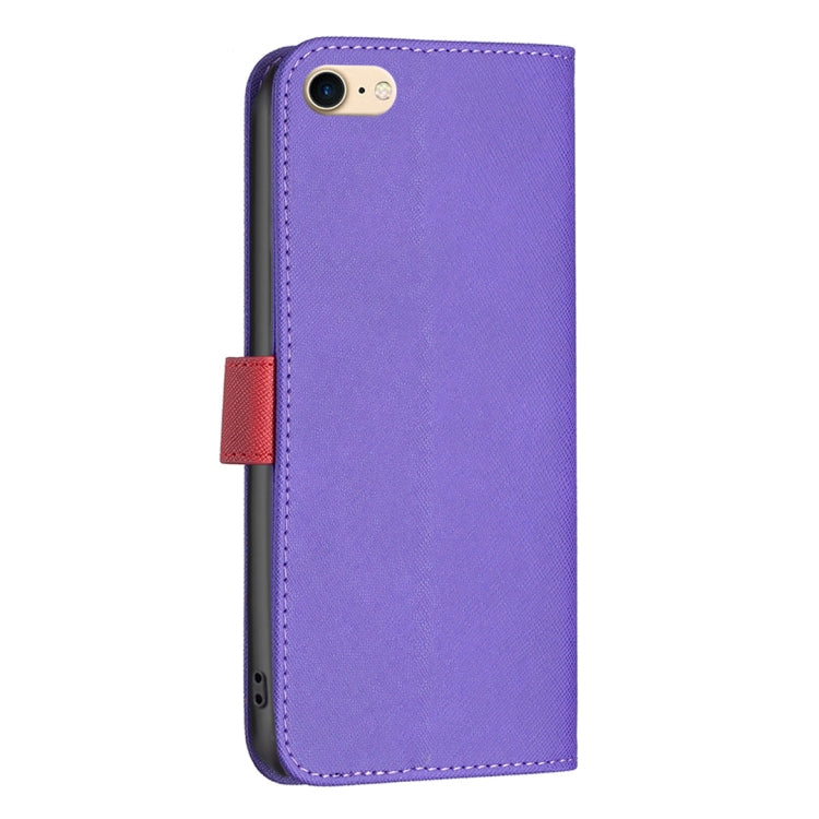 For iPhone SE 2022 / SE 2020 / 8 / 7 BF13 Color Matching Cross Texture Leather Phone Case