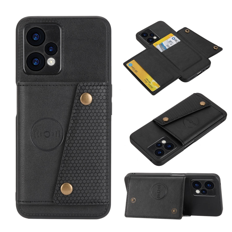 For OPPO Realme 9 Pro+ Double Buckle PU + TPU Shockproof Magnetic Phone Case