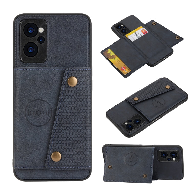 For OPPO Realme 9i Double Buckle PU + TPU Shockproof Magnetic Phone Case