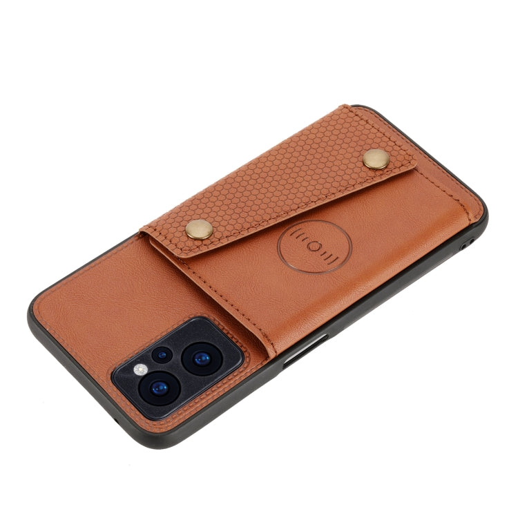 For OPPO Realme 9i Double Buckle PU + TPU Shockproof Magnetic Phone Case