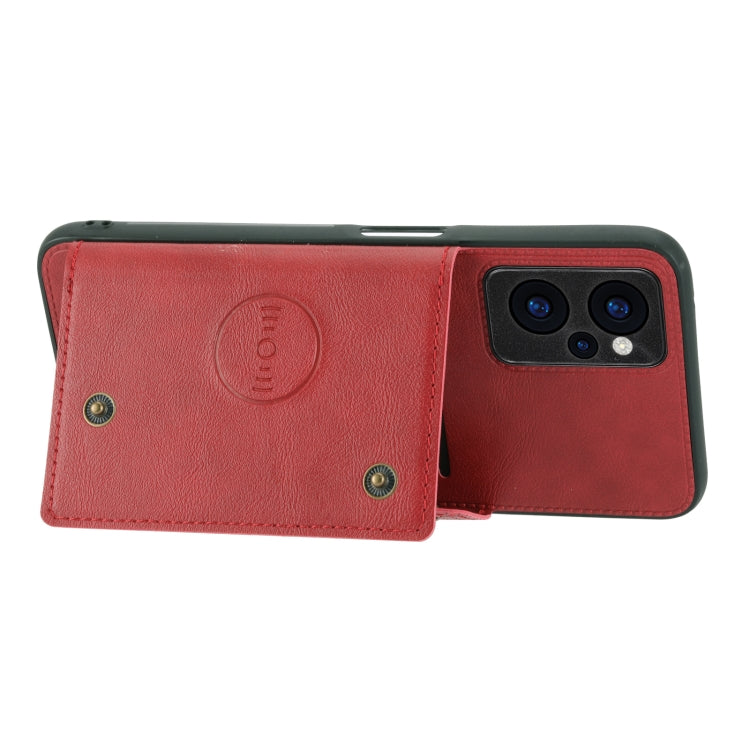 For OPPO Realme 9i Double Buckle PU + TPU Shockproof Magnetic Phone Case