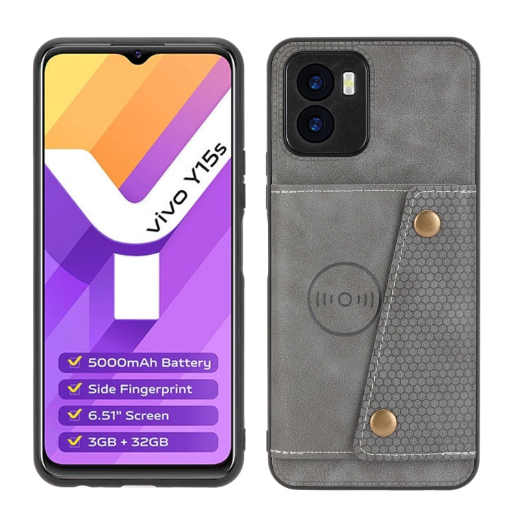 For vivo Y15s Double Buckle PU + TPU Shockproof Magnetic Phone Case