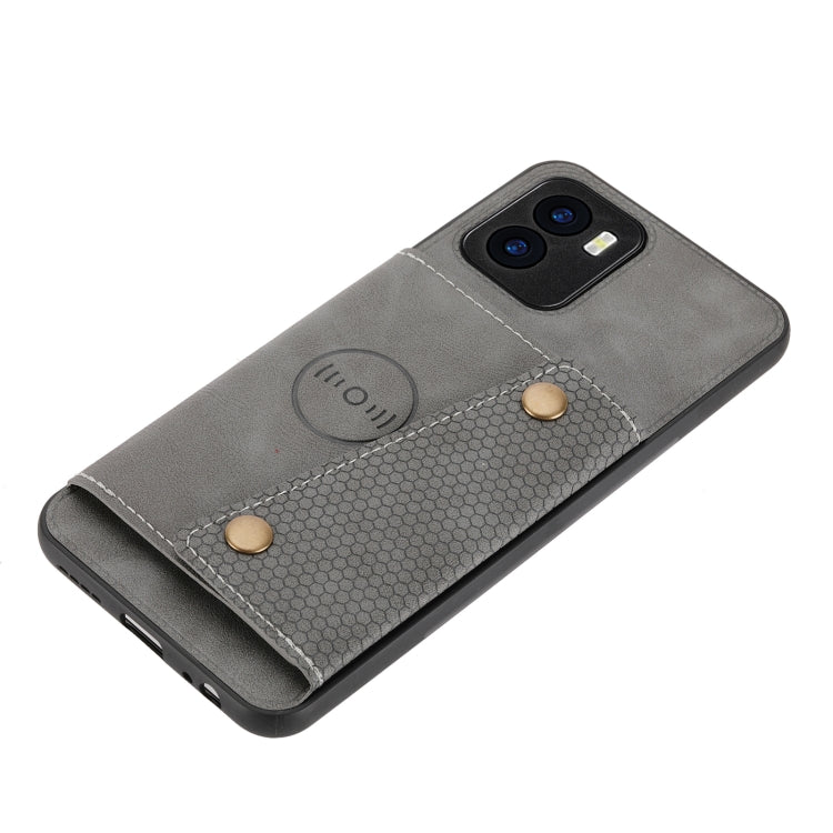 For vivo Y15s Double Buckle PU + TPU Shockproof Magnetic Phone Case