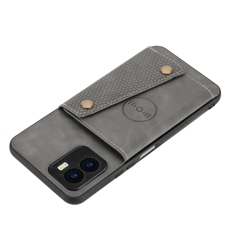 For vivo Y15s Double Buckle PU + TPU Shockproof Magnetic Phone Case