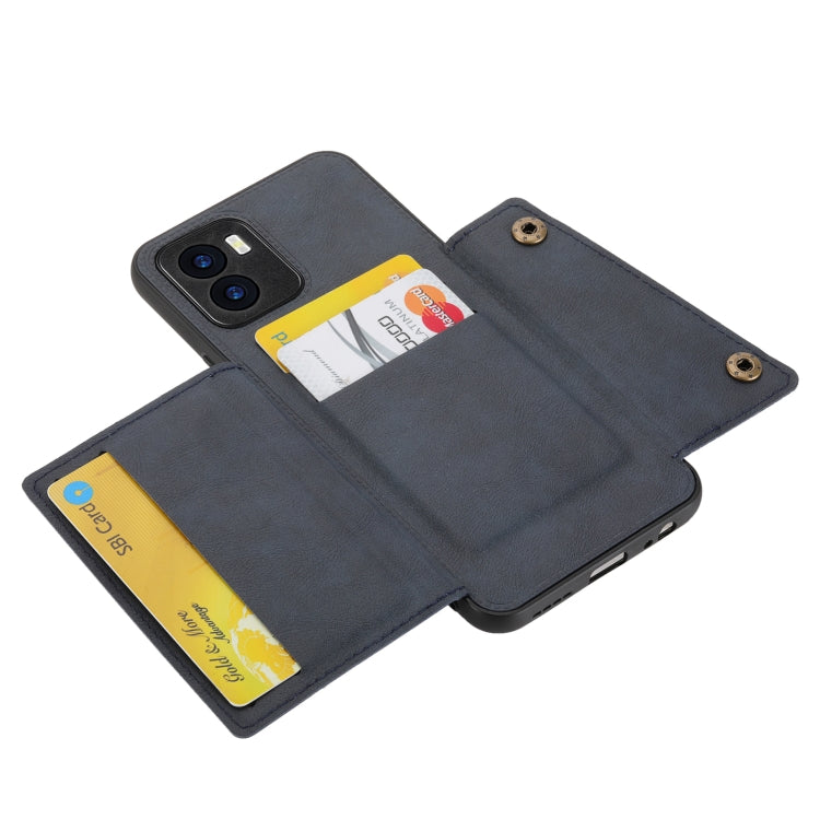 For vivo Y15s Double Buckle PU + TPU Shockproof Magnetic Phone Case