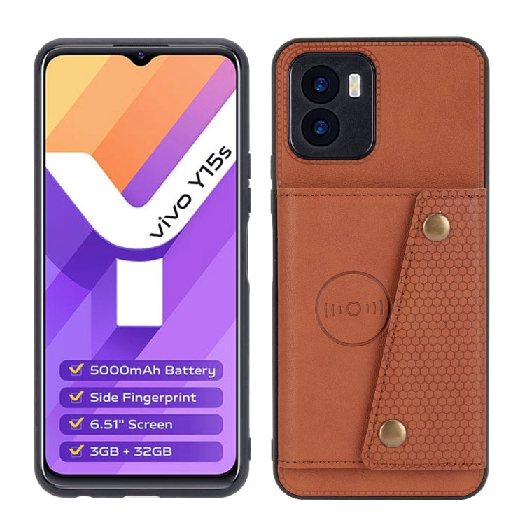 For vivo Y15s Double Buckle PU + TPU Shockproof Magnetic Phone Case