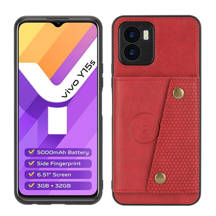 For vivo Y15s Double Buckle PU + TPU Shockproof Magnetic Phone Case