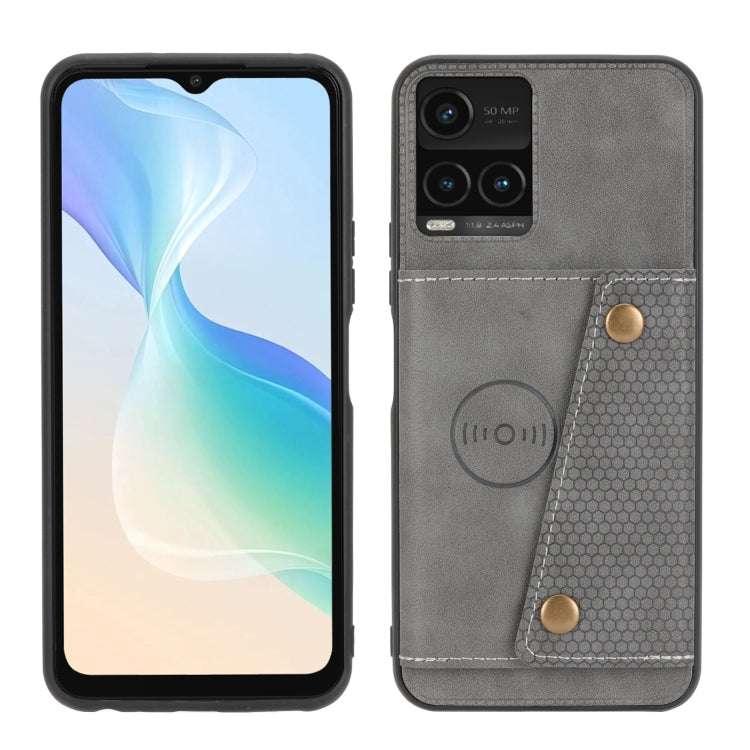 For vivo Y33s Double Buckle PU + TPU Shockproof Magnetic Phone Case