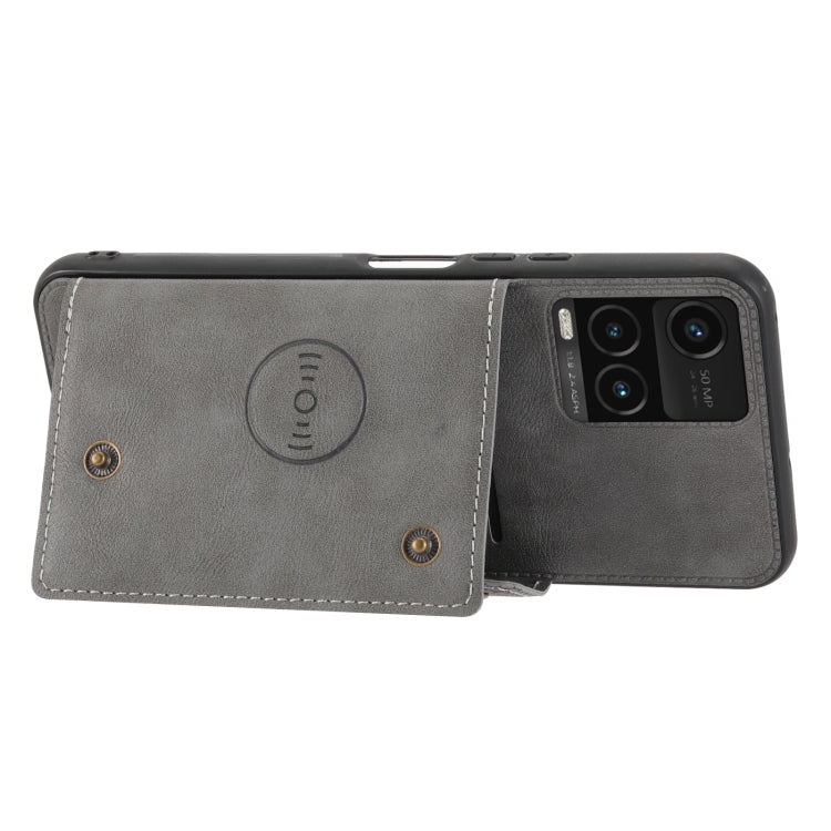 For vivo Y33s Double Buckle PU + TPU Shockproof Magnetic Phone Case