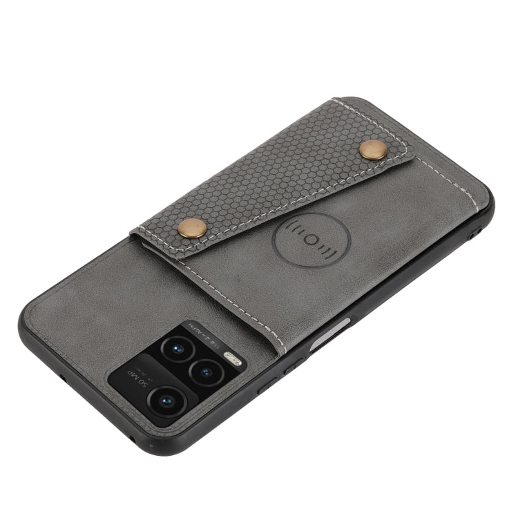 For vivo Y33s Double Buckle PU + TPU Shockproof Magnetic Phone Case