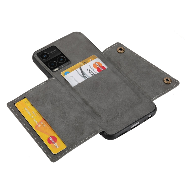 For vivo Y33s Double Buckle PU + TPU Shockproof Magnetic Phone Case