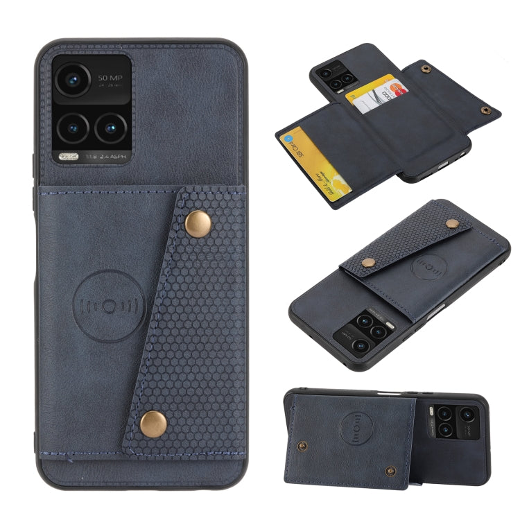 For vivo Y33s Double Buckle PU + TPU Shockproof Magnetic Phone Case