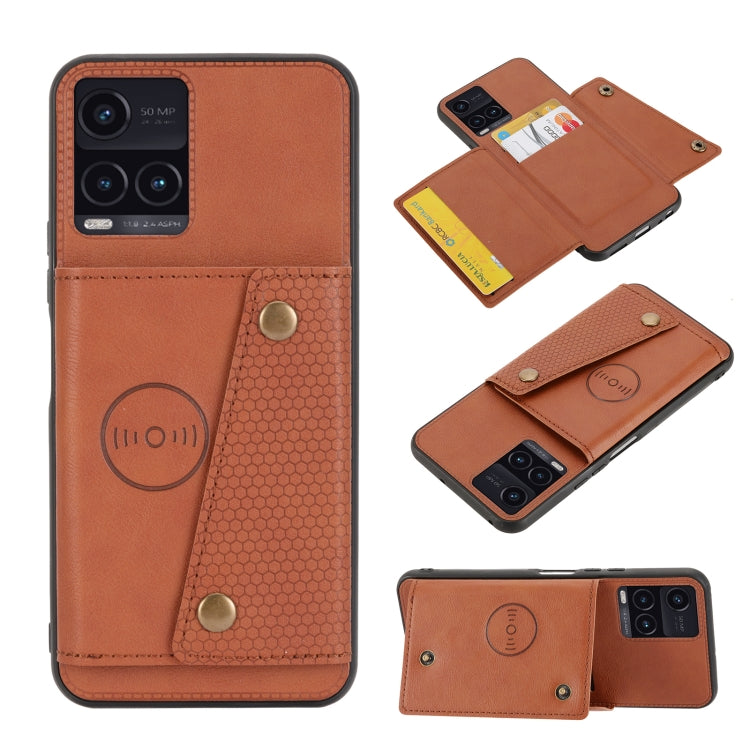 For vivo Y33s Double Buckle PU + TPU Shockproof Magnetic Phone Case