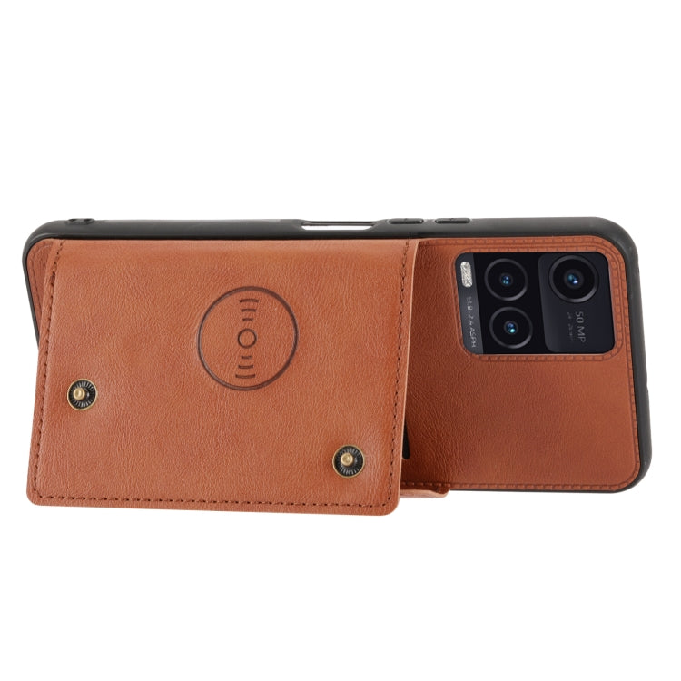 For vivo Y33s Double Buckle PU + TPU Shockproof Magnetic Phone Case