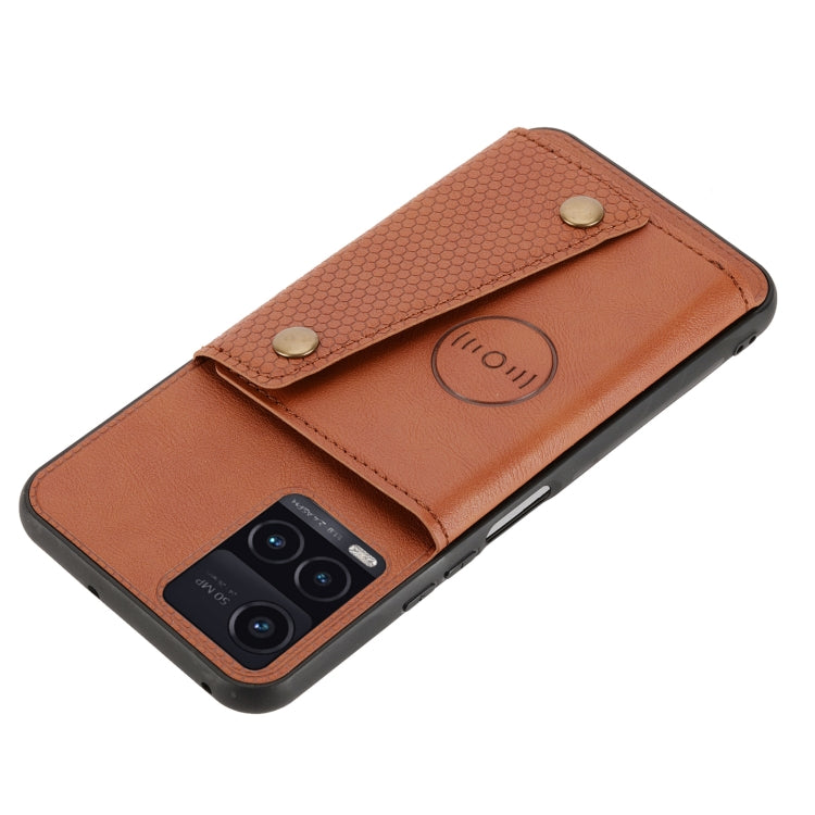 For vivo Y33s Double Buckle PU + TPU Shockproof Magnetic Phone Case