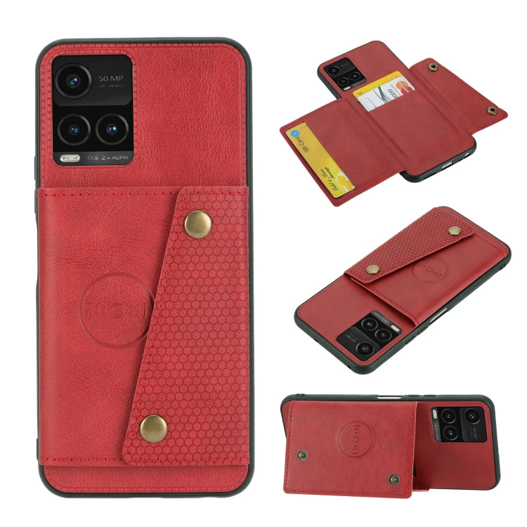 For vivo Y33s Double Buckle PU + TPU Shockproof Magnetic Phone Case